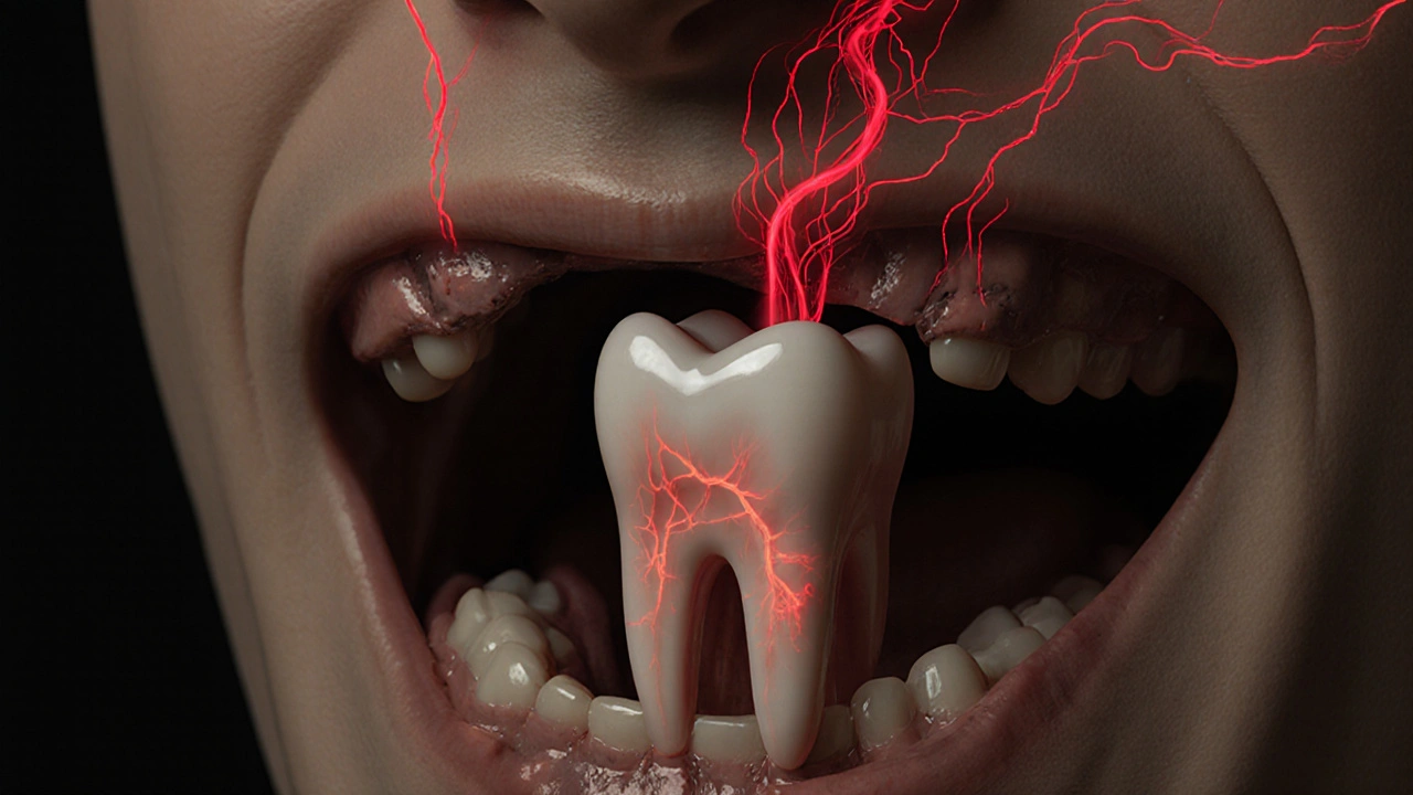 Pohyblivý zub s odstupujícími dásněmi a infekcí šířící se do těla.