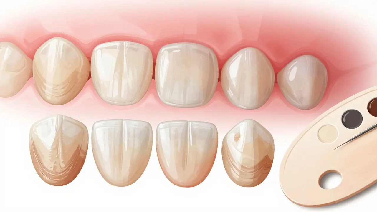 Eight composite veneers crafted like brushstrokes, blending natural tooth tones for a harmonious smile.