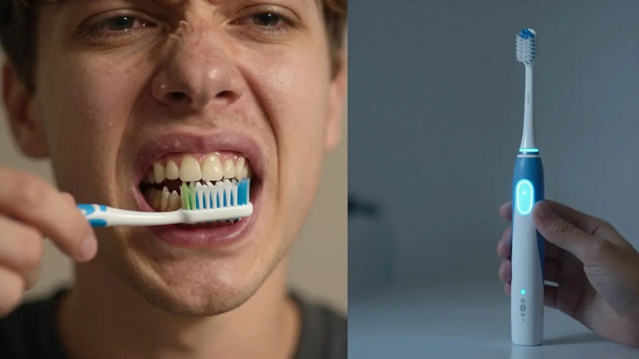 Porovnání manuálního a sonického kartáčku při čištění zubů