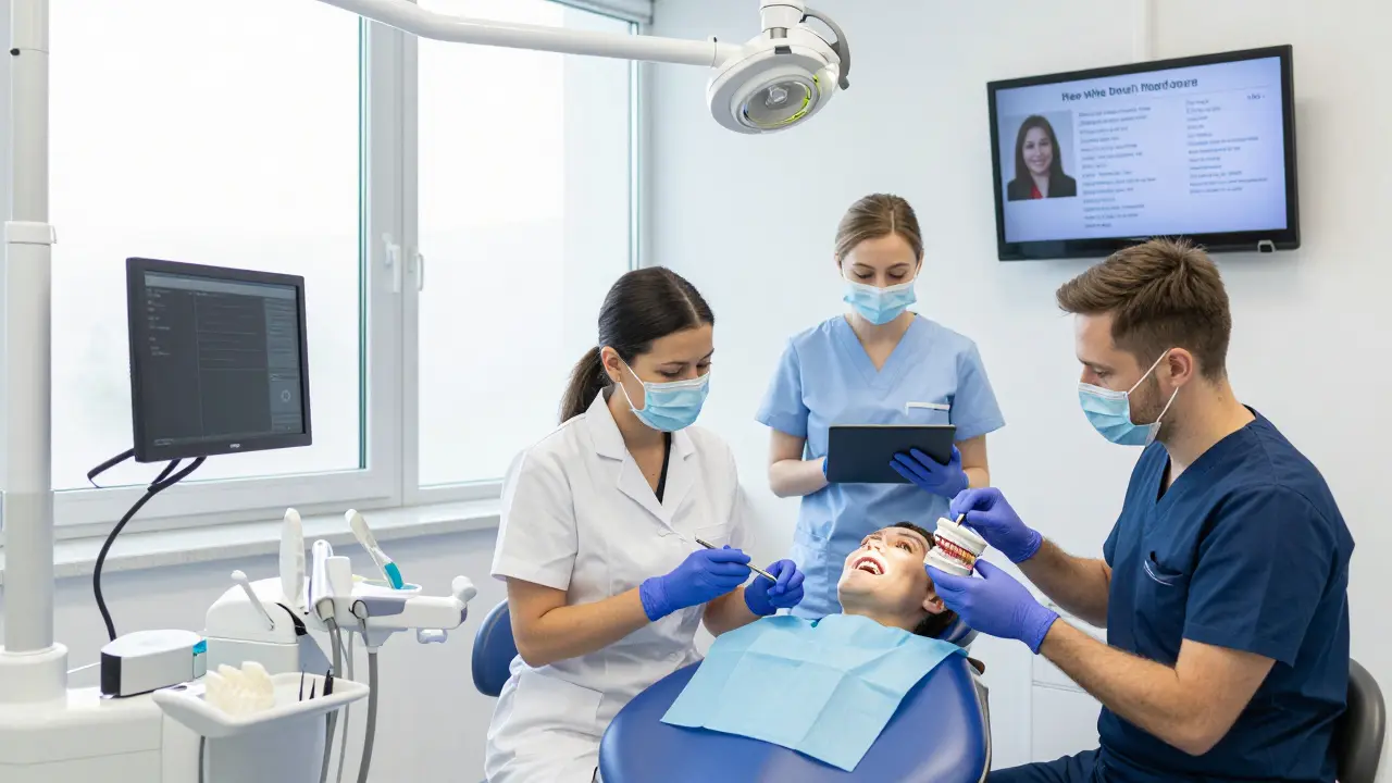 Tým zubních odborníků v moderní ordinaci v Praze pracuje s digitálními technologiemi a 3D tiskem korunek.