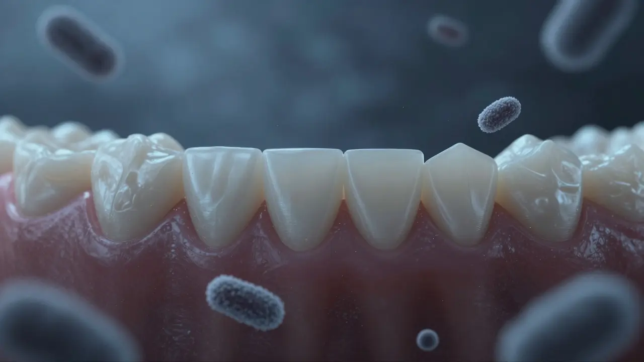 Vznik zubního kamene pod dásními