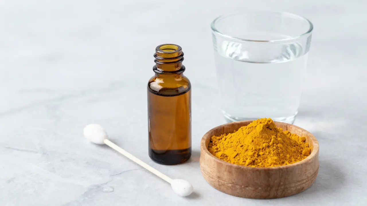 Hřebíčkový olej, kurkuma a slaná voda jako přírodní pomoc.