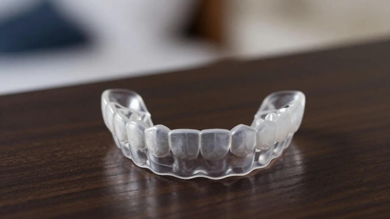 Průhledný ochranný chránič zubů proti skřípání v noci