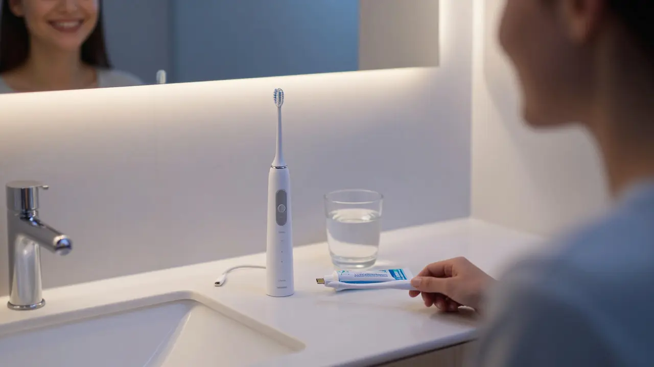 Ultrazvukový čistič v koupelně jako součást večerní hygieny