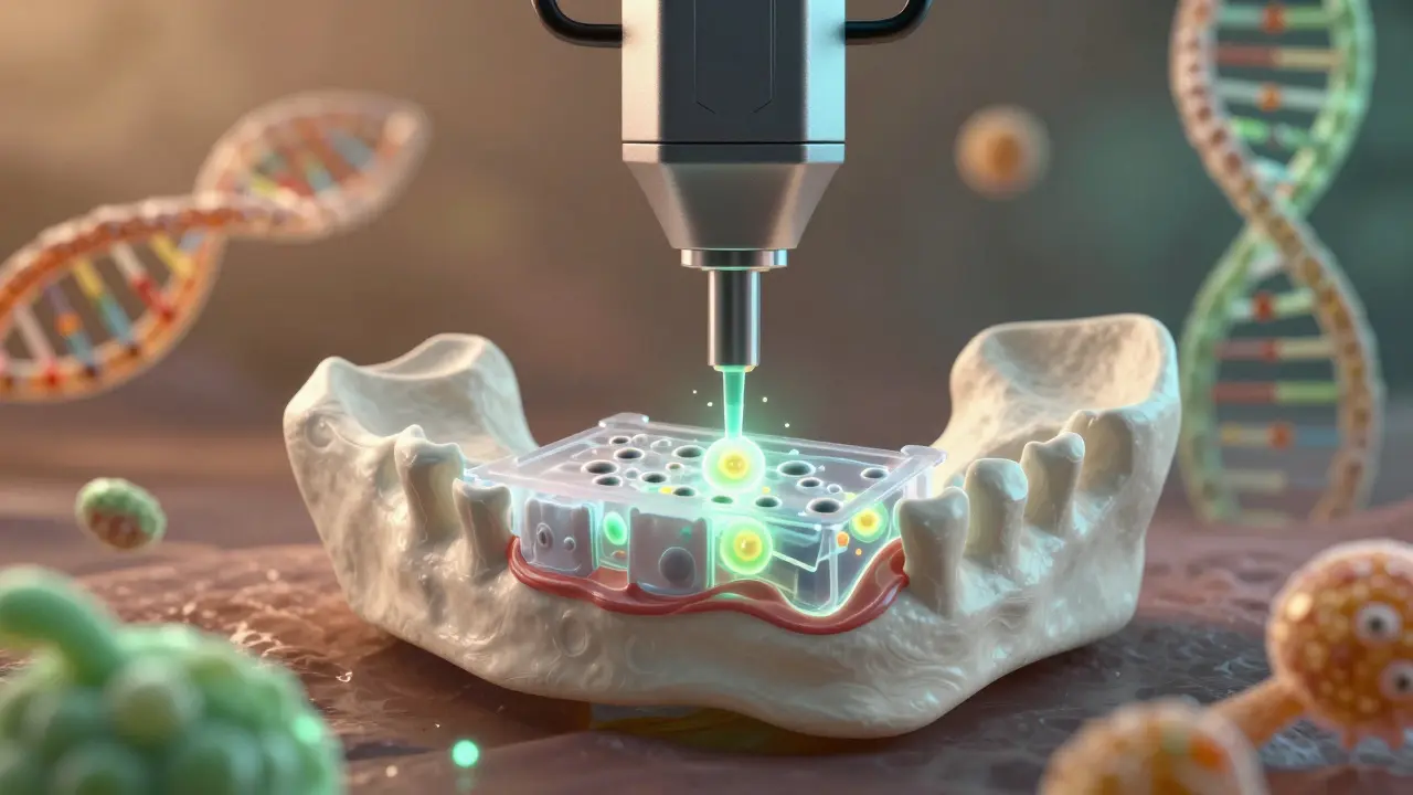 3D biotisk kostní náhrady se stonovými buňkami
