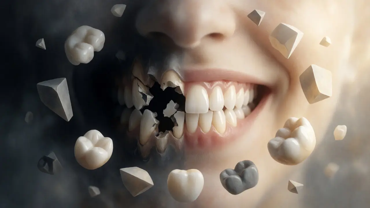 Konceptuální přechod od zlomeného zubu k zdravému úsměvu