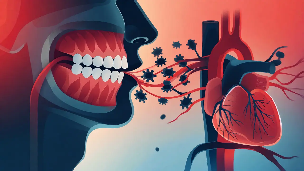 Ilustrace spojení mezi ústní hygienou a zdravím srdce